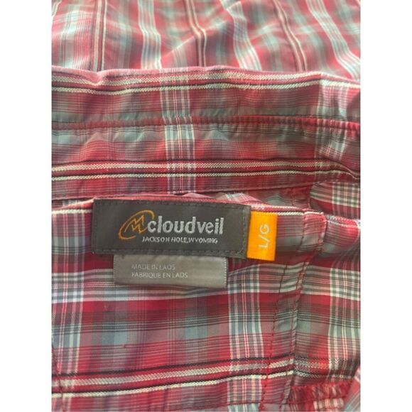 Cloudviel Mens Red Plaided Short Sleeve Collared Button Up Shirt Large - Picture 6 of 13